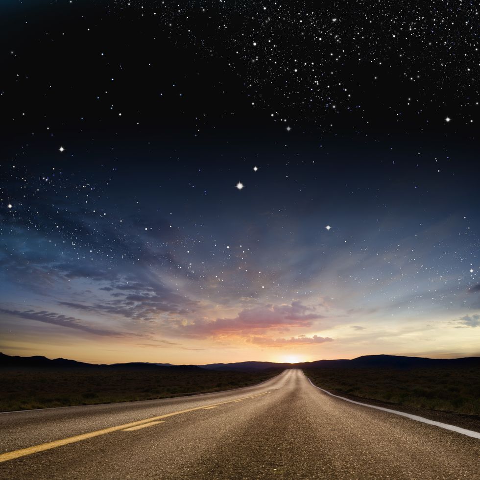 stars over remote highway