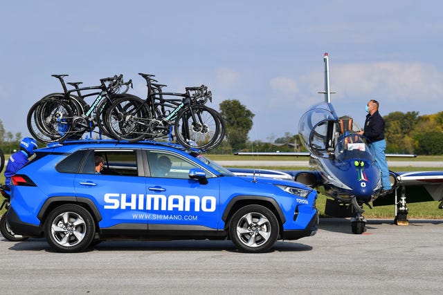 a shimano neutral support car at the 103rd giro d'italia 2020   stage fifteen