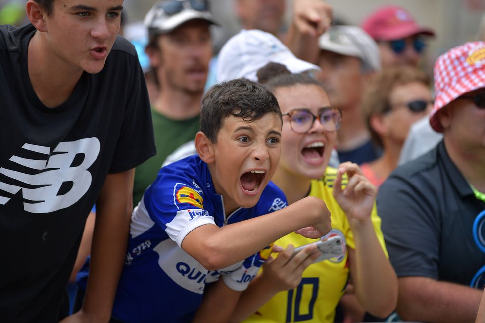 Fans cheering at the 2019 Tour de France