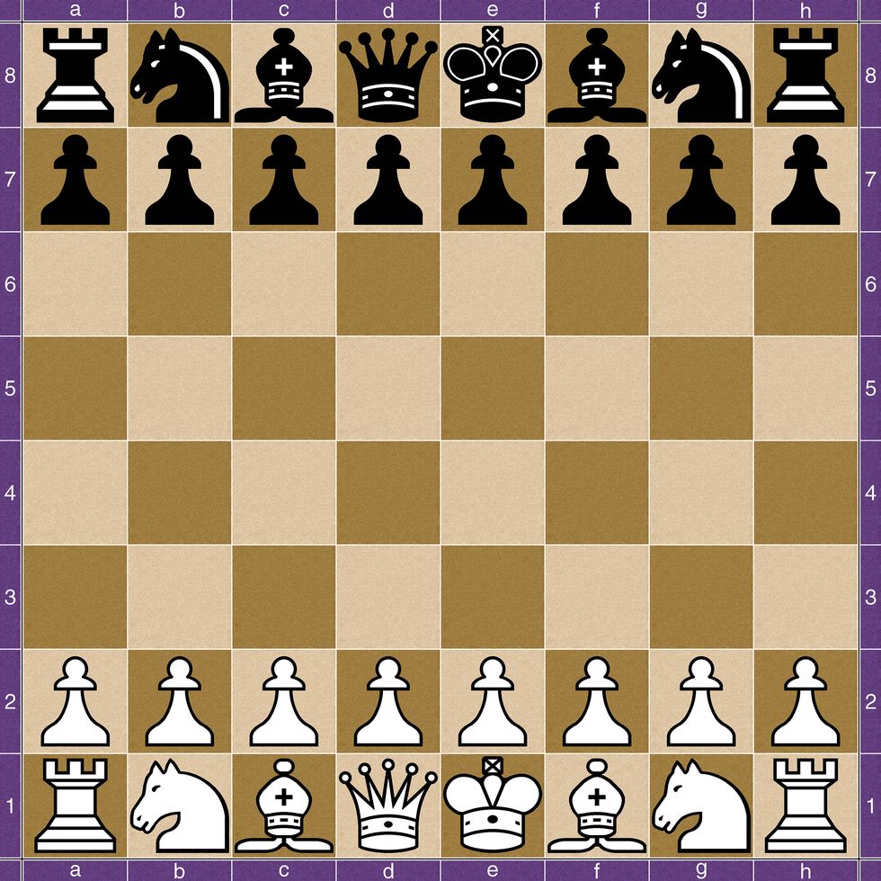Chessboard with the Queen Gambit Opening and a Clock Showing the