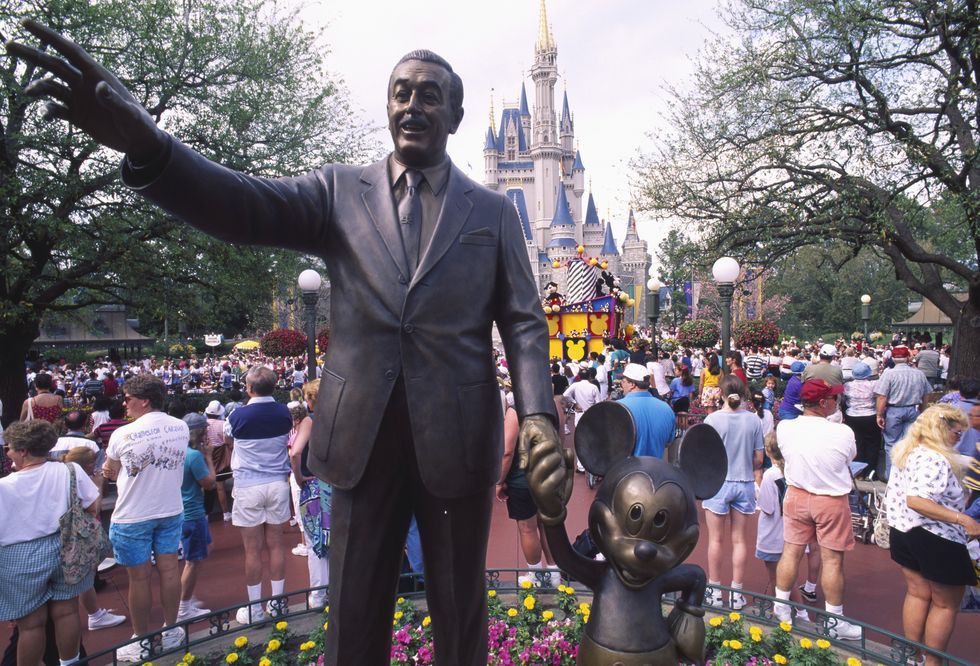 statue of walt disney and mickey mouse