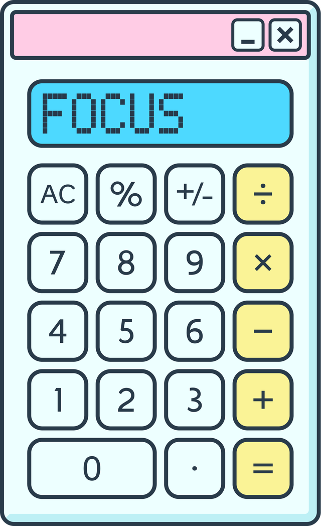 calculator displaying the word focus