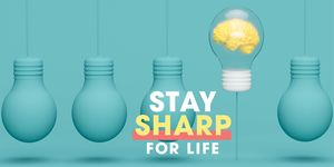 stay sharp member exclusive header — lightbulbs on blue background