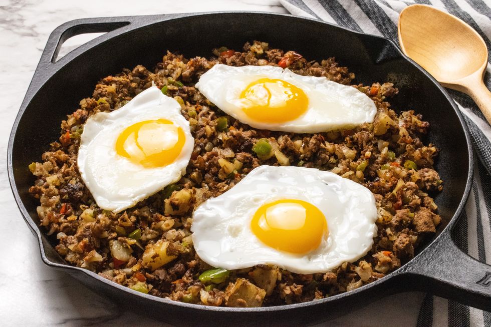 steak hash with eggs