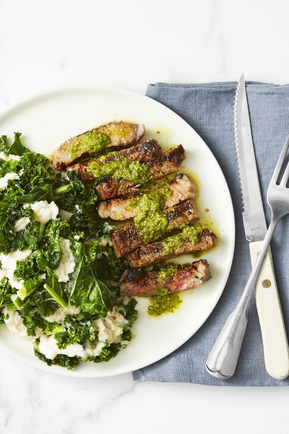 steak recipes   steak with kale and white bean mash