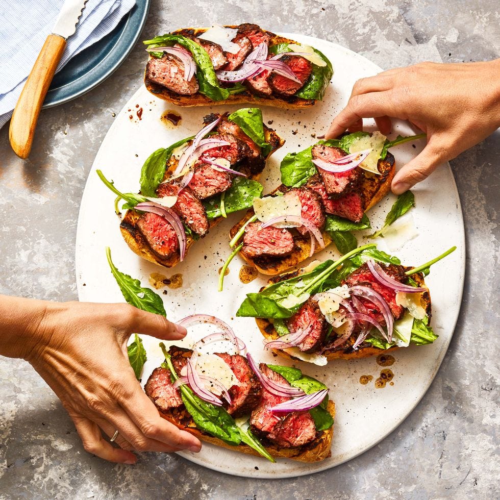 steak sandwich with arugula
