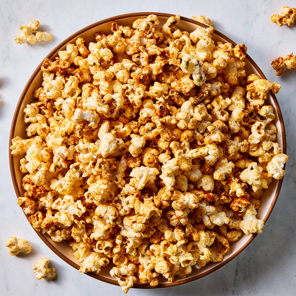 steak popcorn seasoning on top of a bowl of popcorn