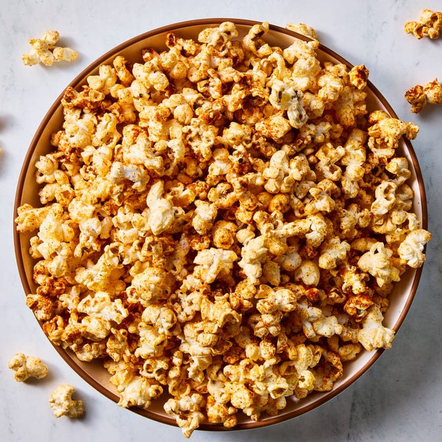 steak popcorn seasoning on top of a bowl of popcorn