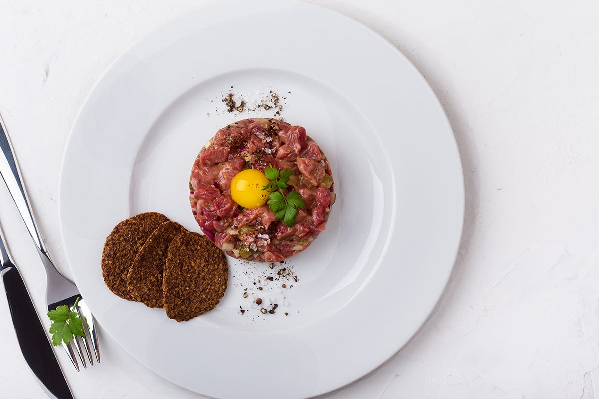 Receta de Steak tartar, proporciones para dos porciones