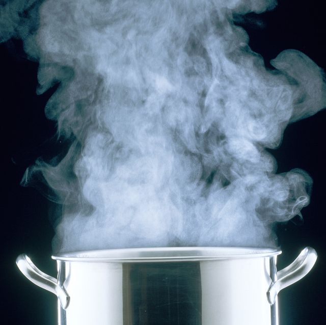 steam rising from cooking pot