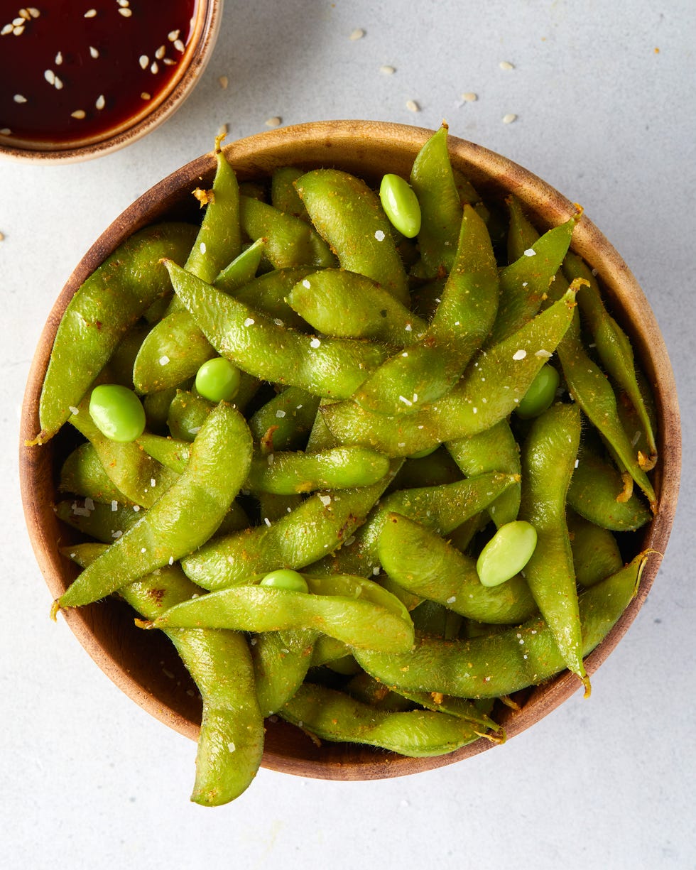 steamed edamame with chicken salt