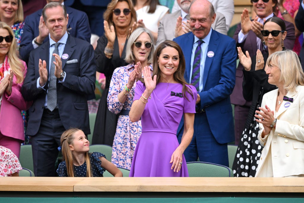 Kate is regal in a purple dress for the Wimbledon final