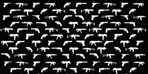 stencils of various guns arranged in rows