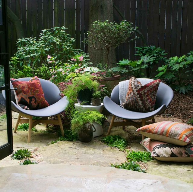 two chairs in a yard