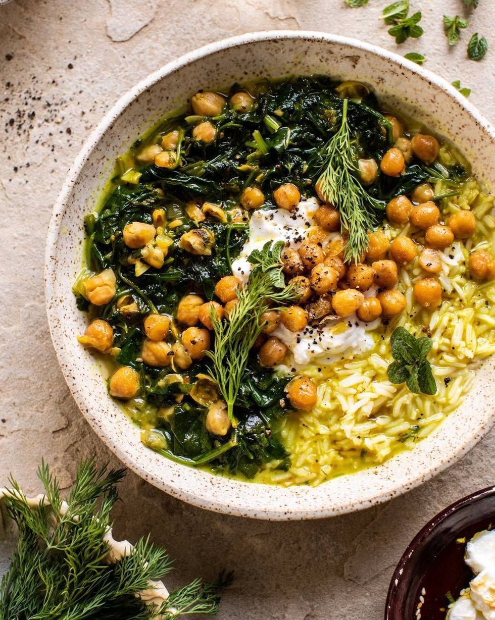 herb and chickpea stew with rice