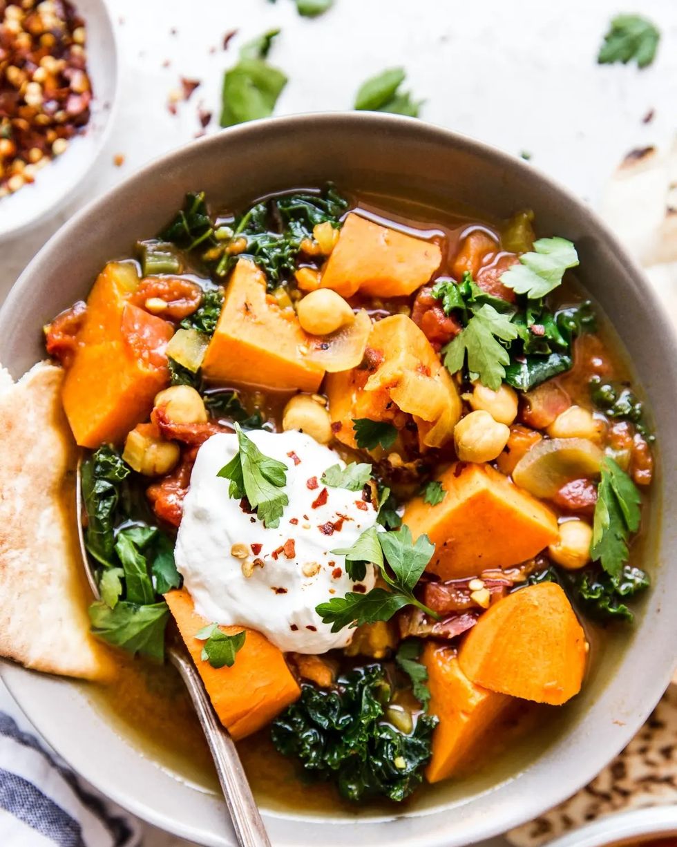 spiced vegetable stew with sour cream