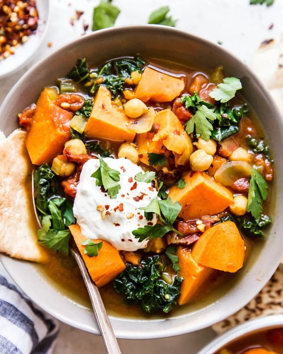 spiced vegetable stew with sour cream