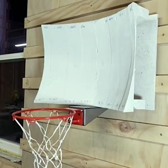 a basketball hoop with a curved backboard