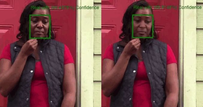 a confidence score about whether or not the image in question is a deepfake