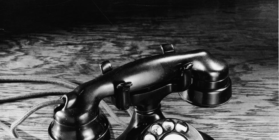old fashioned black rotary telephone