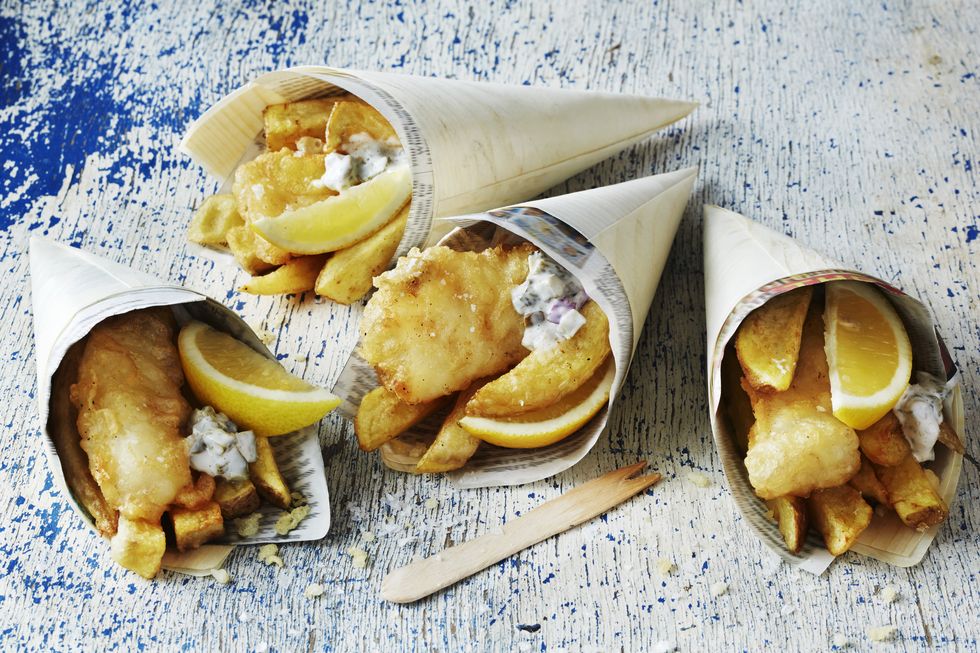 fish and chips in cones
