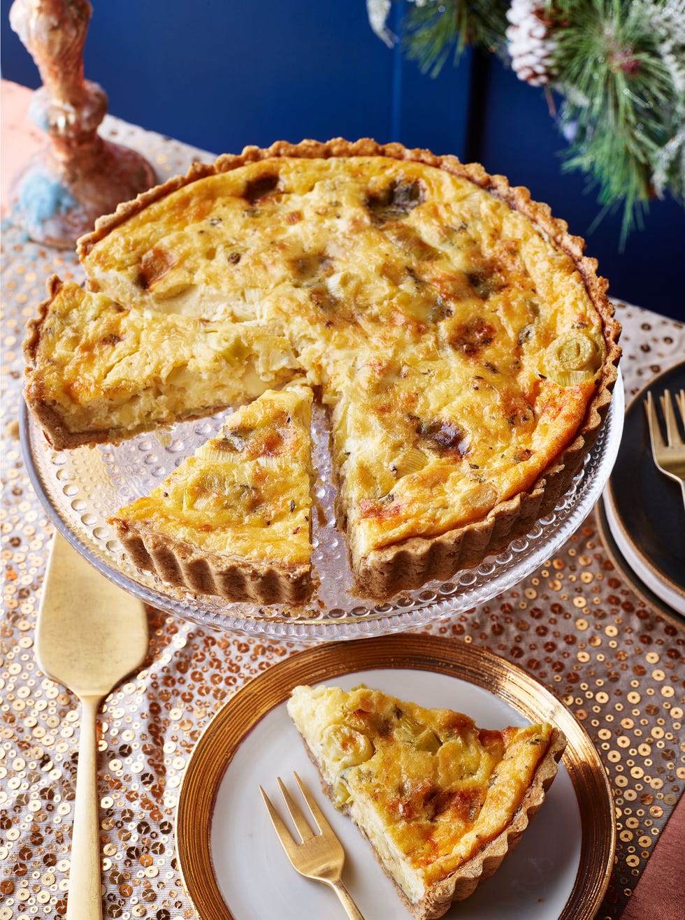 stilton, leek and walnut quiche