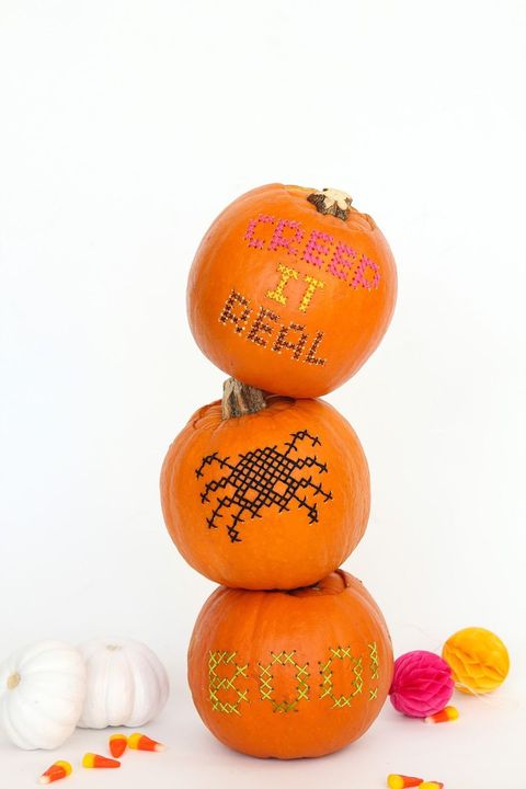 stitched pumpkin carving ideas