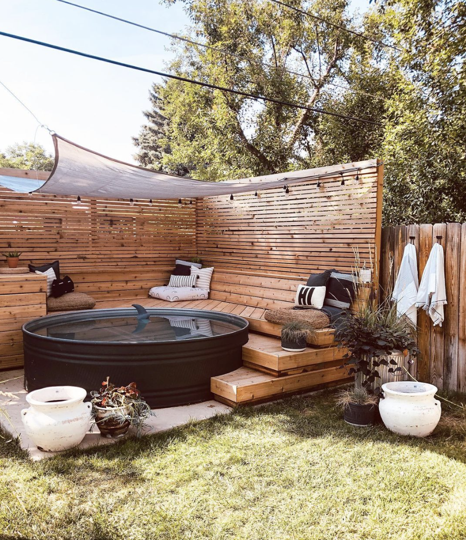 Image of stock tank pool backyard idea