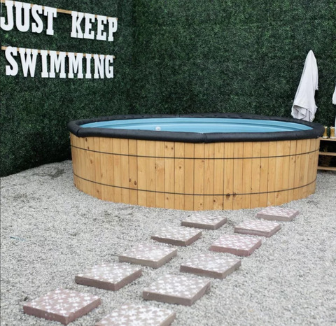 stock tank pool ideas stenciled stepping stones