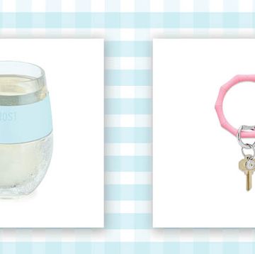 freezable wine glass and pink bamboo ring for keys