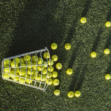 golf balls on practice range still life background