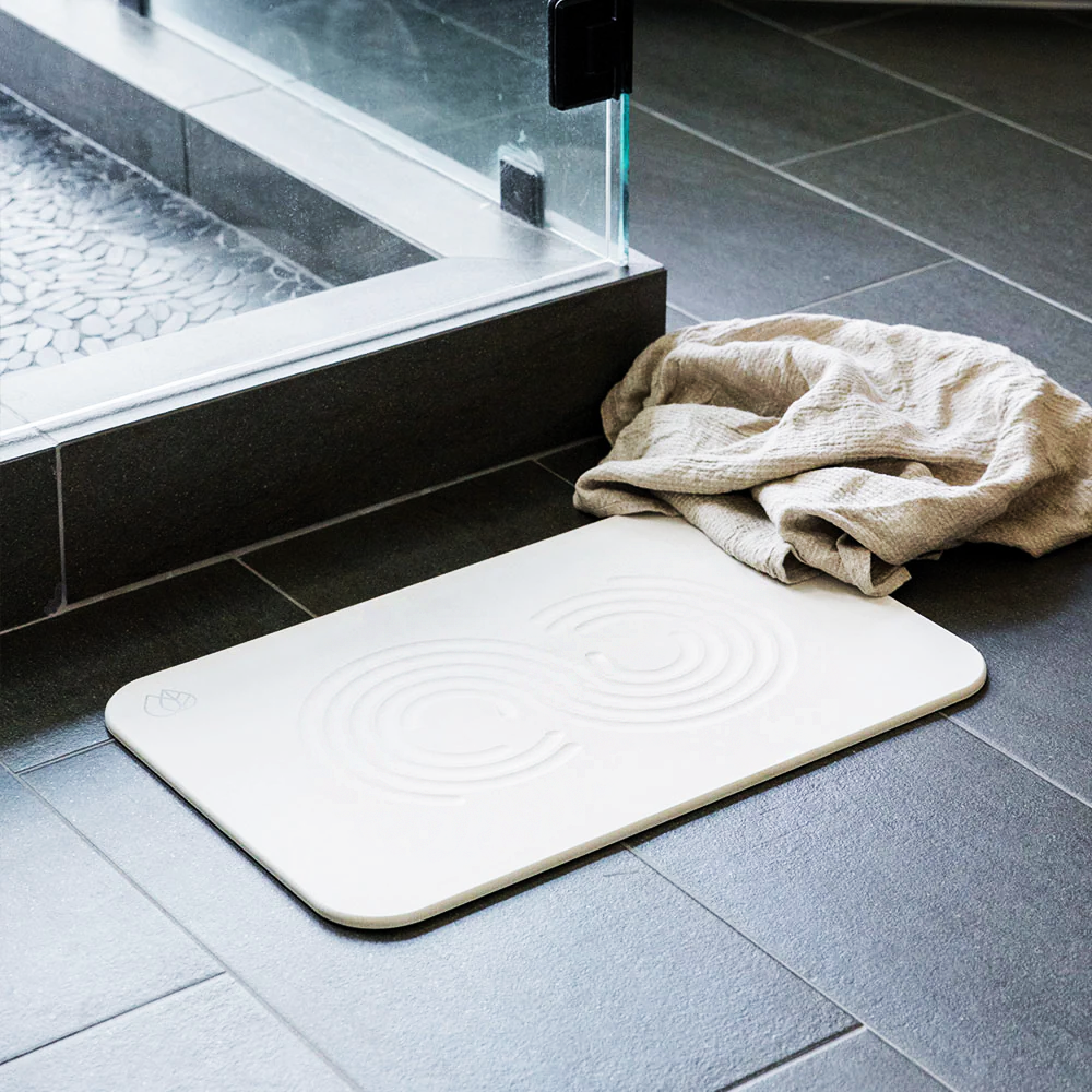 QUICKDRY Stone Luxury Bath Mat, Non-Slip, Easy to Clean, & Super Absorbent.  Fits Any Bathroom and is Aesthetically Pleasing for Modern Homes. Designed