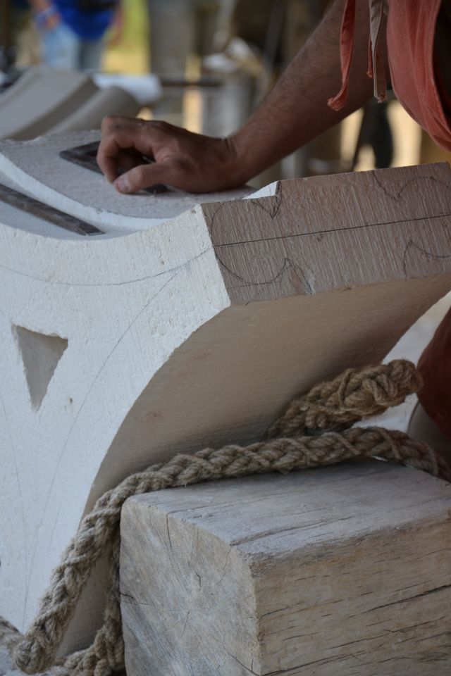 stone being cut for guedelon castle