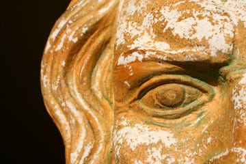 stone greek zeus mask detail vision into the past