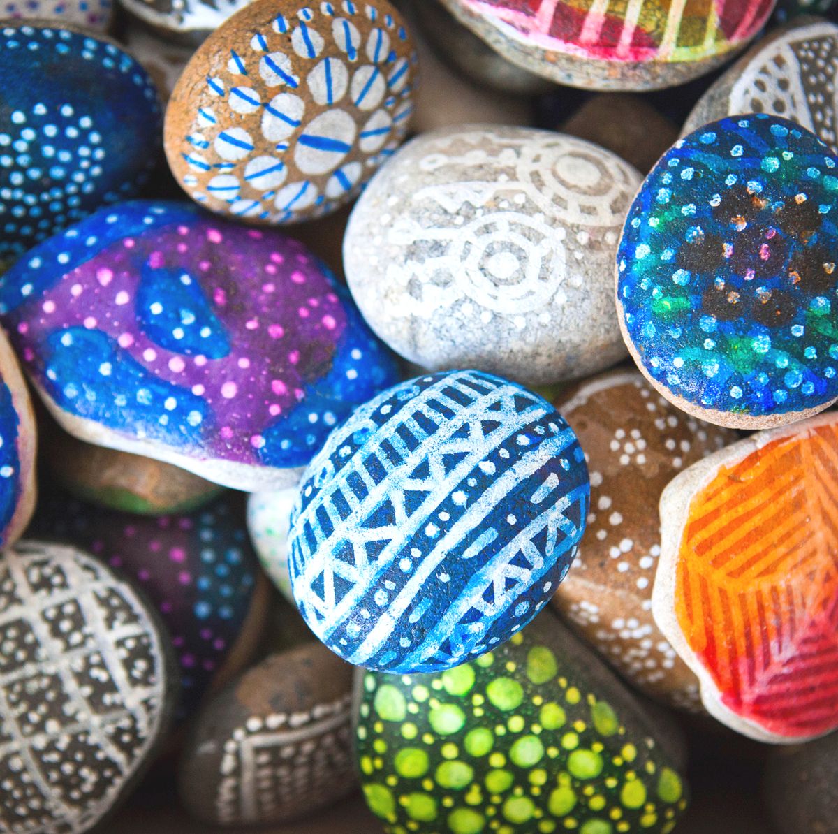 painted colorful stones