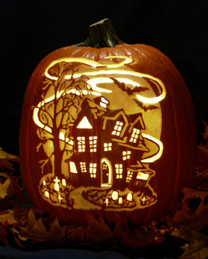 pumpkin carving haunted house
