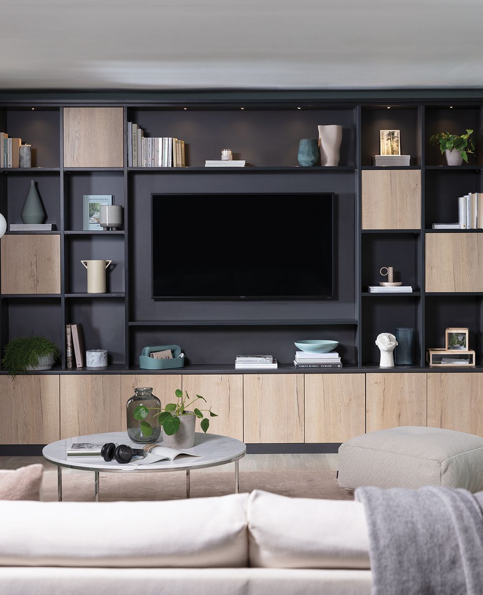 storage ideas living room   the home collection, manhattan in graphite and rustic oak