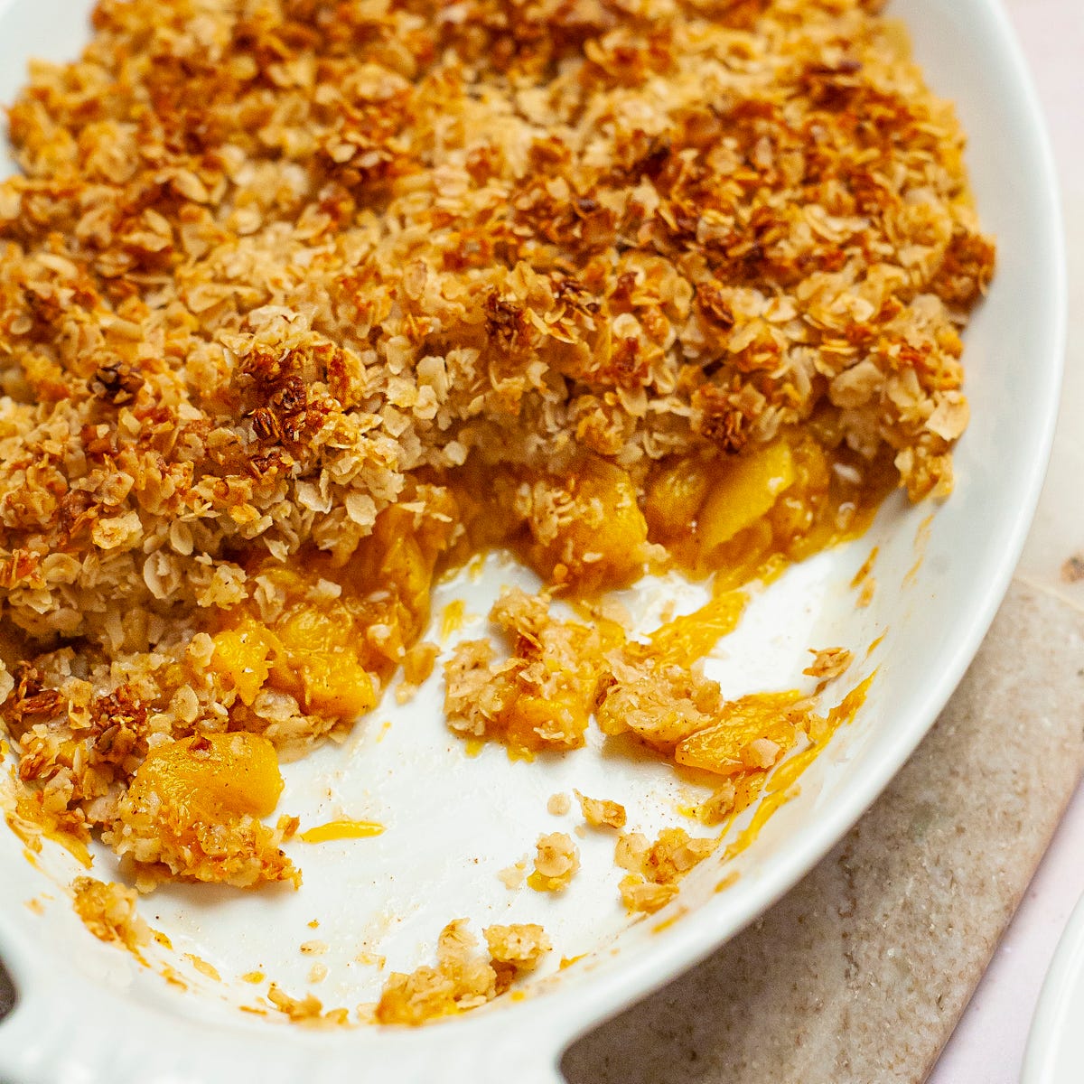 storecupboard peach crumble