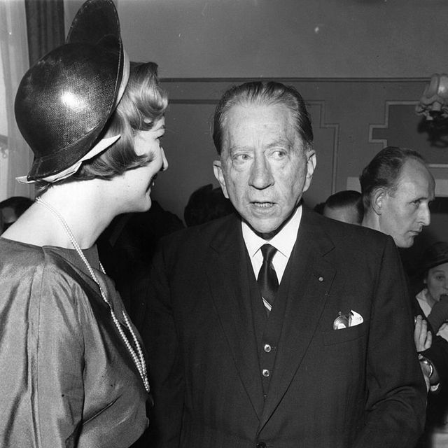 12th june 1964  j paul getty 1892 – 1976, the american oil executive and multi millionaire arriving for a luncheon being held in his honour at earls court to mark the publication of his book my life and fortunes he is being greeted by his english solicitor, robina lund photo by hulton archivegetty images