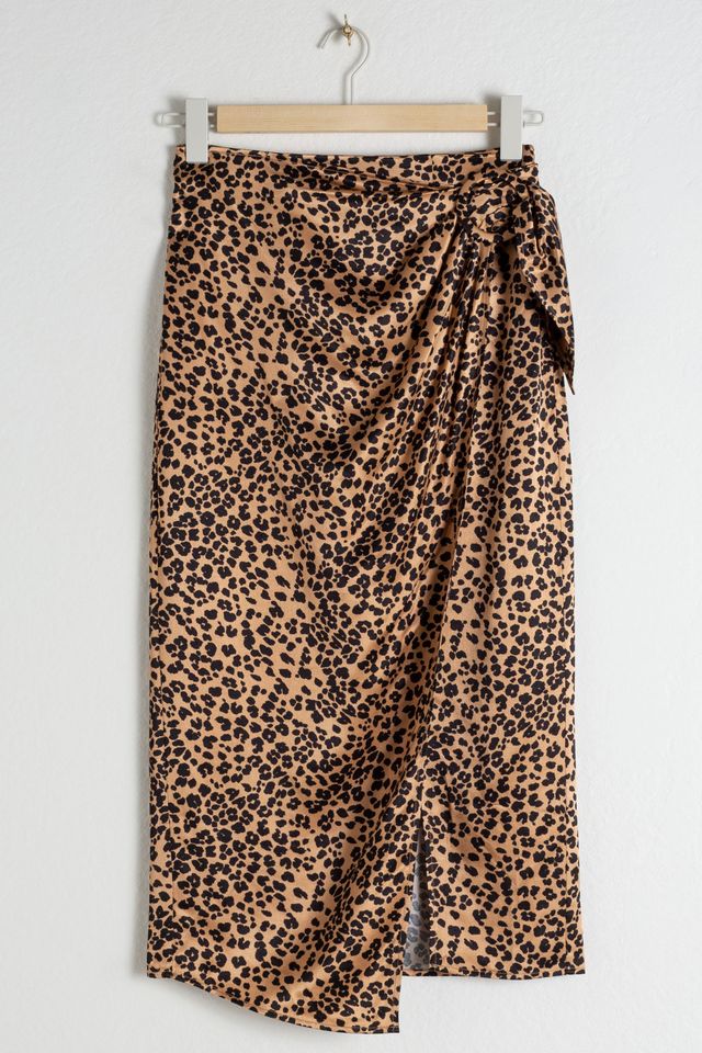 Leopard Print Midi Wrap Skirt In  Green | D.Anna | SilkFred US