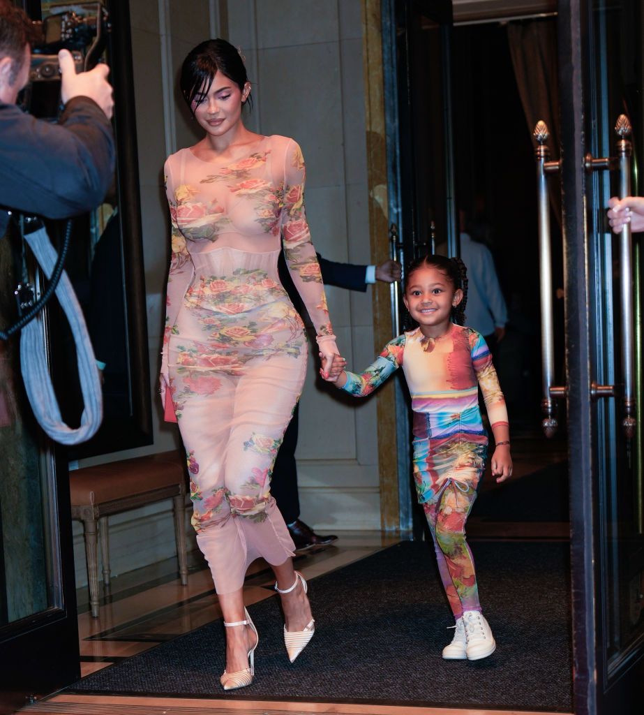 new york, new york may 02 kylie jenner and stormi webster are seen on may 2, 2023 in new york city photo by gothamgc images