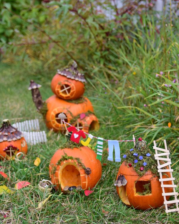 pumpkin fairy garden village