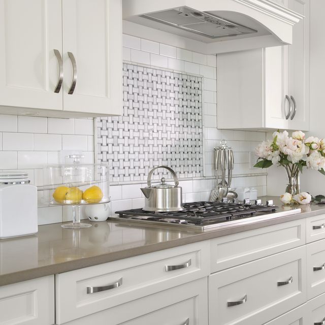 Stove in contemporary white kitchen