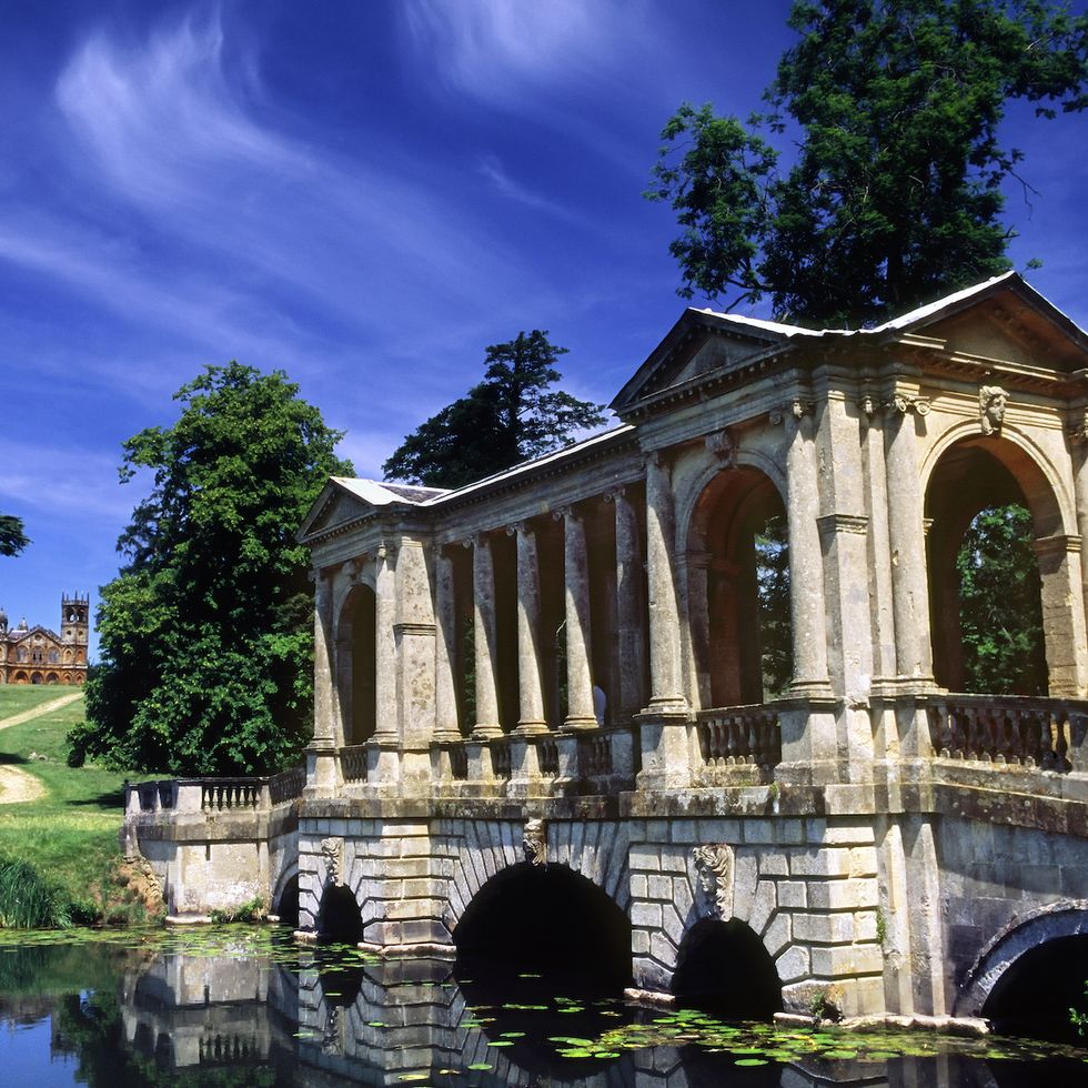 stowe house and gardens the palladian bridge and gothic temple photo by planet one imagesuniversal images group via getty images