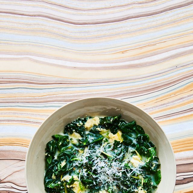 stracciatella soup with kale and spinach
