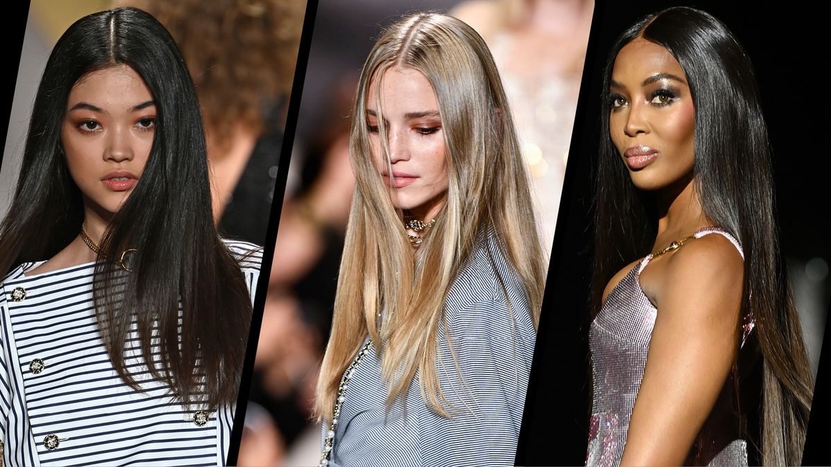 preview for Super-straight hair on the Chanel SS22 catwalk