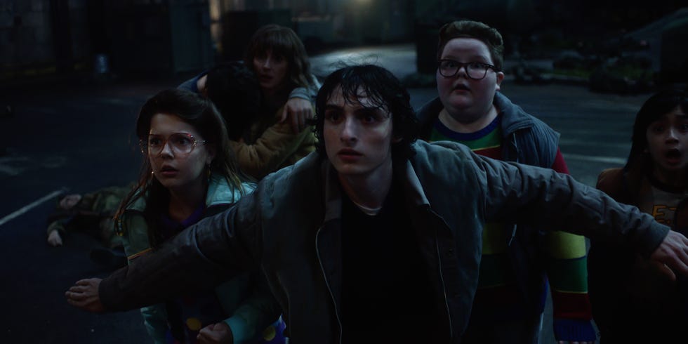 winona ryder as joyce byers, finn wolfhard as mike wheeler and jake connelly as derek in a scene from stranger things 5. mike shields joyce and derek from an unseen threat.