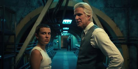 stranger things l to r millie bobby brown as eleven and matthew modine as dr martin brenner in stranger things cr courtesy of netflix © 2022