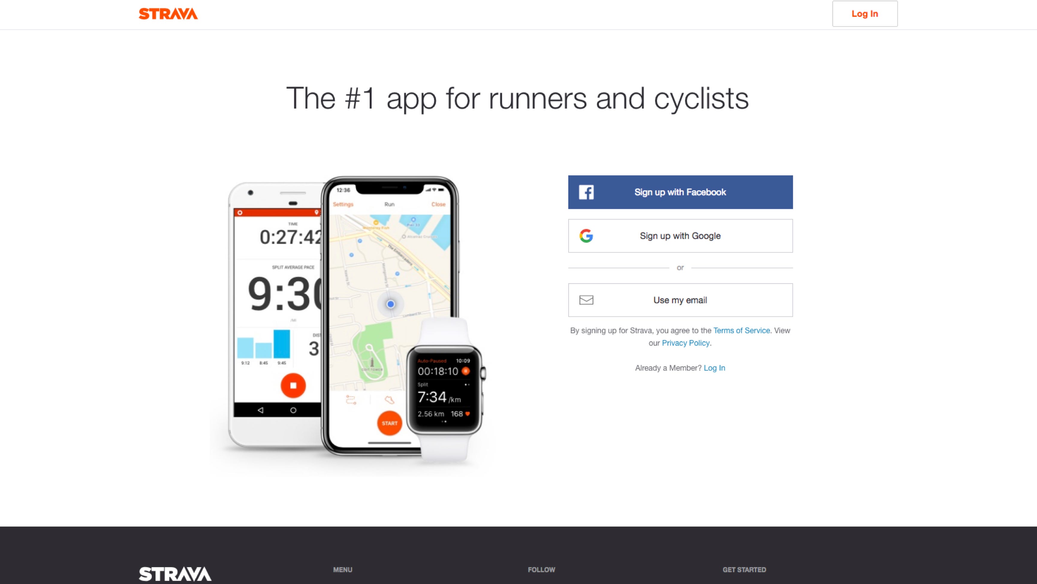 strava screenshot create account login
