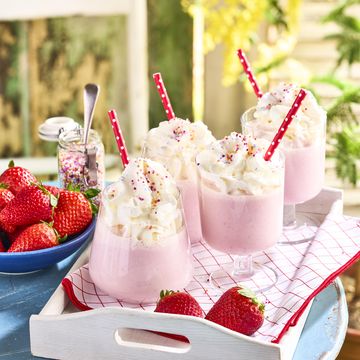 strawberries cream milkshake